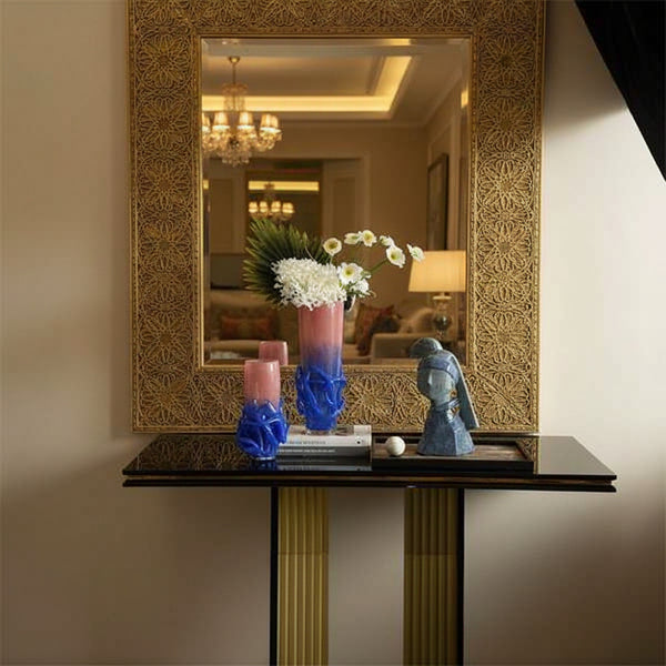 Creative pink and blue handmade decorative glass vase 14 x 14 x 362