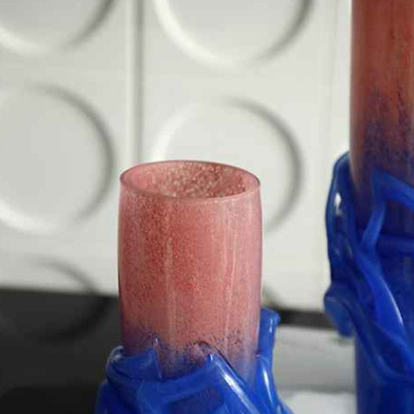 Creative pink and blue handmade decorative glass vase 14 x 14 x 364