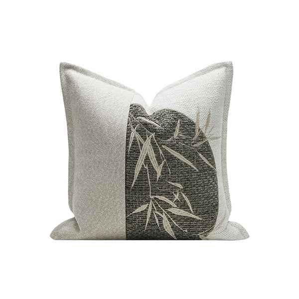 Linen & Polyester Bamboo design Grey Beige 45x454