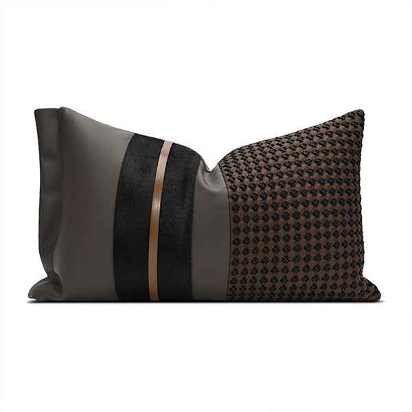 Uranus Series- Chocolate Leather- Hand Knitting Patchwork 30x503
